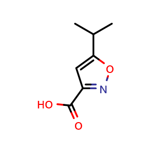 Chemical structure of 5-Isopropylisoxazole-3-carboxylic acid , CAS 89776-74-9, AChemBlock X191924