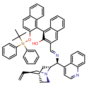 Chemical structure of (1S)-3-[[(9S)-Cinchonan-9-ylimino]methyl]-2'-[[(tert-butyl)diphenylsilyl]oxy]-[1,1'-binaphthalen]-2-ol , AChemBlock X191933