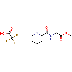 Chemical structure of Methyl 2-(Piperidine-2-carboxamido)acetate Trifluoroacetate , CAS 155346-54-6, AChemBlock X191943