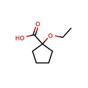 Chemical structure of 1-Ethoxycyclopentanecarboxylic acid , CAS 17860-33-2, AChemBlock X191985