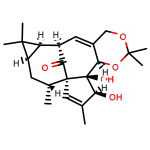 Chemical structure of Ingenol-5,20-acetonide , CAS 77573-43-4, AChemBlock X191987