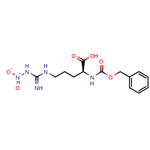 Chemical structure of (S)-2-(Cbz-amino)-5-(3-nitroguanidino)pentanoic acid , CAS 2304-98-5, AChemBlock X192001