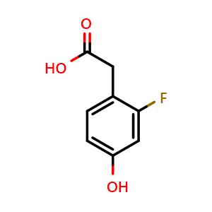 Chemical structure of 2-Fluoro-4-hydroxyphenylacetic acid , CAS 68886-07-7, AChemBlock X192031