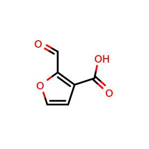 Chemical structure of 2-formylfuran-3-carboxylic acid , CAS 14757-79-0, AChemBlock X192039