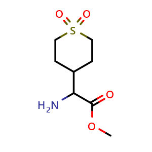 Chemical structure of Methyl 2-Amino-2-(1,1-dioxido-4-tetrahydrothiopyranyl)acetate , CAS 1192182-26-5, AChemBlock X192040