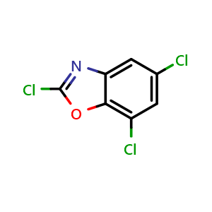 Chemical structure of 2,5,7-Trichlorobenzoxazole , CAS 6481-01-2, AChemBlock X192103