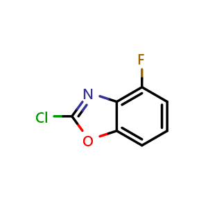 Chemical structure of 2-Chloro-4-fluorobenzo[d]oxazole , CAS 1163123-39-4, AChemBlock X192104