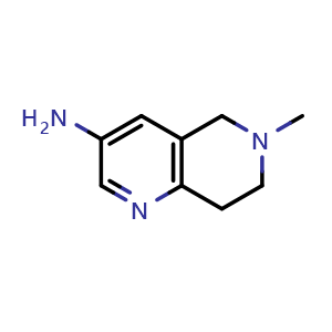 Chemical structure of 3-Amino-5,6,7,8-tetrahydro-6-methyl-1,6-naphthyridine , CAS 216966-37-9, AChemBlock X192112