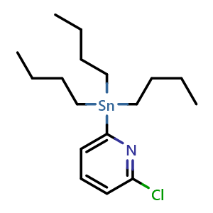 Chemical structure of 2-Chloro-6-(tributylstannyl)pyridine , CAS 263698-99-3, AChemBlock X192121