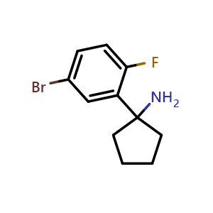 Chemical structure of 1-(5-Bromo-2-fluorophenyl)cyclopentanamine , CAS 1534173-23-3, AChemBlock X192129
