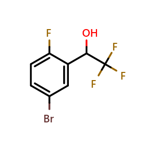 Chemical structure of 1-(5-Bromo-2-fluorophenyl)-2,2,2-trifluoroethanol , CAS 1039827-16-1, AChemBlock X192139