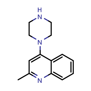 Chemical structure of 2-Methyl-4-(1-piperazinyl)quinoline , CAS 82241-22-3, AChemBlock X192151