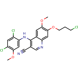 Chemical structure of 7-(3-Chloropropoxy)-4-[(2,4-dichloro-5-methoxyphenyl)amino]-6-methoxyquinoline-3-carbonitrile , CAS 380844-49-5, AChemBlock X192167