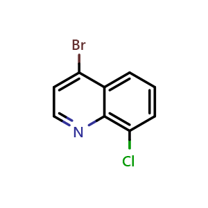 Chemical structure of 4-Bromo-8-chloroquinoline , CAS 927800-40-6, AChemBlock X192178