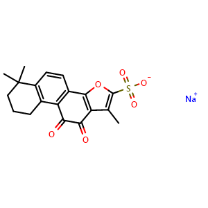 Chemical structure of Sodium 1,6,6-trimethyl-10,11-dioxo-6,7,8,9,10,11-hexahydrophenanthro[1,2-b]furan-2-sulfonate , CAS 69659-80-9, AChemBlock X192179