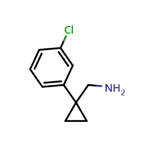 Chemical structure of 1-(3-Chlorophenyl)cyclopropanemethanamine , CAS 115816-31-4, AChemBlock X192195