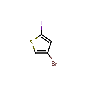 Chemical structure of 4-Bromo-2-iodothiophene , CAS 73882-40-3, AChemBlock X192200