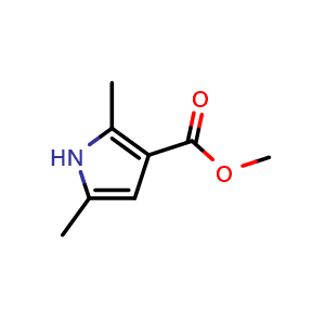 Chemical structure of Methyl 2,5-Dimethyl-1H-pyrrole-3-carboxylate , CAS 69687-80-5, AChemBlock X192212