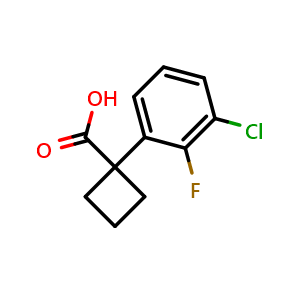 Chemical structure of 1-(3-Chloro-2-fluorophenyl)cyclobutanecarboxylic acid , CAS 1260751-97-0, AChemBlock X192217