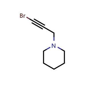Chemical structure of 1-(3-Bromo-2-propyn-1-yl)piperidine , CAS 19977-51-6, AChemBlock X192226