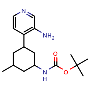 Chemical structure of Tert-Butyl N-[3-(3-Aminopyridin-4-Yl)-5-Methylcyclohexyl]Carbamate , CAS 1824388-23-9, AChemBlock X192230