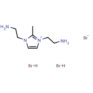 Chemical structure of 1,3-Bis(2-aminoethyl)-2-methyl-3-imidazolium Bromide Dihydrobromide , CAS 1156504-76-5, AChemBlock X192232