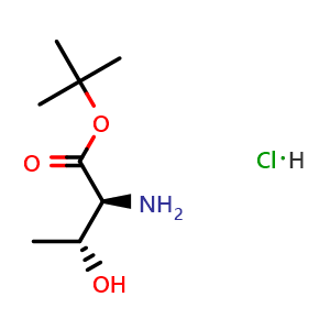 Chemical structure of (2S,3R)-tert-Butyl 2-amino-3-hydroxybutanoate hydrochloride , CAS 69320-90-7, AChemBlock X192234