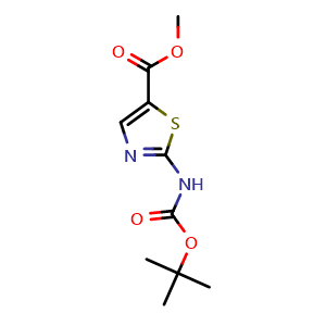 Chemical structure of methyl 2-{[(tert-butoxy)carbonyl]amino}-1,3-thiazole-5-carboxylate , CAS 745078-03-9, AChemBlock X192239