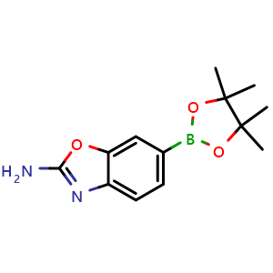 Chemical structure of 6-(4,4,5,5-tetramethyl-1,3,2-dioxaborolan-2-yl)benzo[d]oxazol-2-amine , CAS 1260091-04-0, AChemBlock X192240