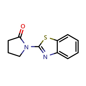 Chemical structure of 1-(2-Benzothiazolyl)-2-pyrrolidinone , CAS 81093-59-6, AChemBlock X192250