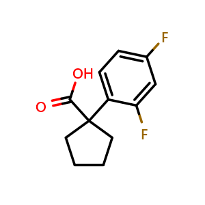 Chemical structure of 1-(2,4-Difluorophenyl)cyclopentanecarboxylic acid , CAS 1260784-54-0, AChemBlock X192295
