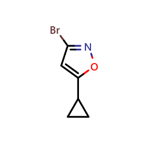 Chemical structure of 3-Bromo-5-cyclopropyl-isoxazole , CAS 1187933-05-6, AChemBlock X192304