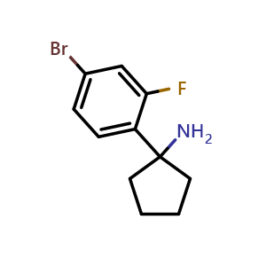 Chemical structure of 1-(4-Bromo-2-fluorophenyl)cyclopentanamine , CAS 1515095-77-8, AChemBlock X192310