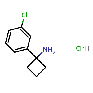 Chemical structure of 1-(3-Chlorophenyl)cyclobutanamine hydrochloride , CAS 959140-89-7, AChemBlock X192312