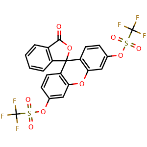 Chemical structure of 3-Oxo-3H-spiro[isobenzofuran-1,9'-xanthene]-3',6'-diyl Bis(trifluoromethanesulfonate) , CAS 1195931-66-8, AChemBlock X192323