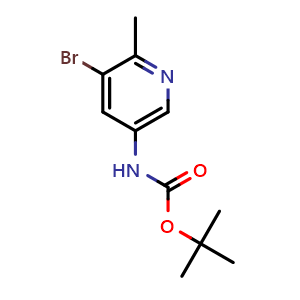 Chemical structure of 5-(Boc-amino)-3-bromo-2-methylpyridine , CAS 1662714-36-4, AChemBlock X192332