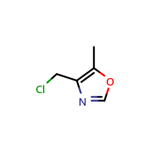 Chemical structure of 4-(Chloromethyl)-5-methyloxazole , CAS 1240612-11-6, AChemBlock X192343