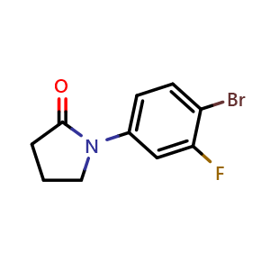 Chemical structure of 1-(4-Bromo-3-fluorophenyl)-2-pyrrolidinone , CAS 1461715-23-0, AChemBlock X192401