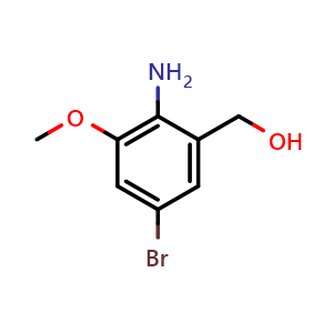 Chemical structure of 2-Amino-5-bromo-3-methoxybenzyl Alcohol , CAS 953039-12-8, AChemBlock X192404