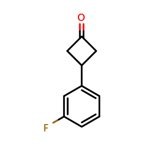 Chemical structure of 3-(3-fluorophenyl)cyclobutan-1-one , CAS 1080636-45-8, AChemBlock X192412