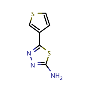 Chemical structure of 2-Amino-5-(3-thienyl)-1,3,4-thiadiazole , CAS 70057-71-5, AChemBlock X192414