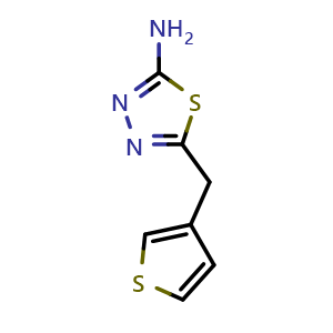 Chemical structure of 2-Amino-5-(3-thienylmethyl)-1,3,4-thiadiazole , CAS 400740-51-4, AChemBlock X192418