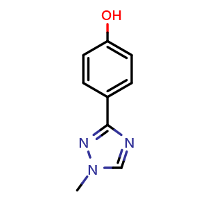 Chemical structure of 4-(1-methyl-1H-1,2,4-triazol-3-yl)phenol , CAS 1781483-43-9, AChemBlock X192424