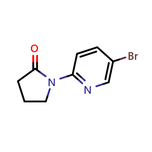 Chemical structure of 1-(5-Bromo-2-pyridyl)-2-pyrrolidinone , CAS 928775-04-6, AChemBlock X192455