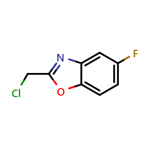 Chemical structure of 2-(Chloromethyl)-5-fluorobenzoxazole , CAS 143708-35-4, AChemBlock X192461
