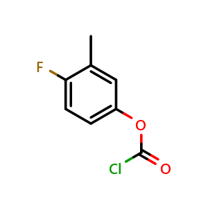 Chemical structure of 4-fluoro-3-methylphenyl chloroformate , CAS 1001095-14-2, AChemBlock X192466