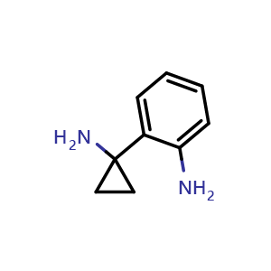 Chemical structure of 2-(1-Aminocyclopropyl)aniline , CAS 1314761-25-5, AChemBlock X192467