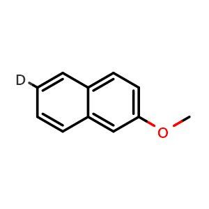 Chemical structure of 2-Methoxynaphthalene-6-D , AChemBlock X192474