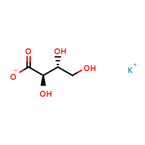 Chemical structure of Potassium (2R,3R)-2,3,4-Trihydroxybutanoate , CAS 88759-55-1, AChemBlock X192505
