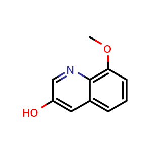 Chemical structure of 8-methoxyquinolin-3-ol , CAS 214349-09-4, AChemBlock X192508